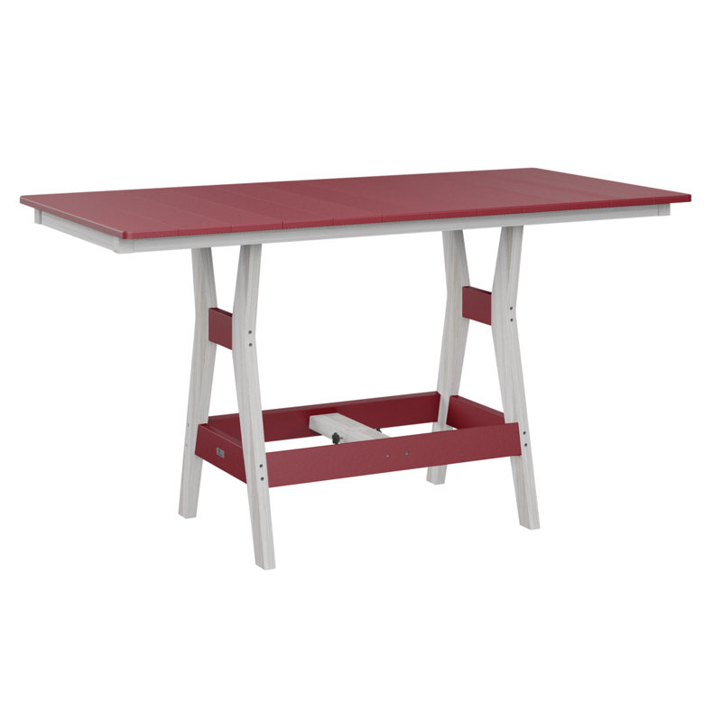 Harbor Outdoor Bar Table, Seashell, Scarlet Red, 38.87" H x 66" W x 33" D