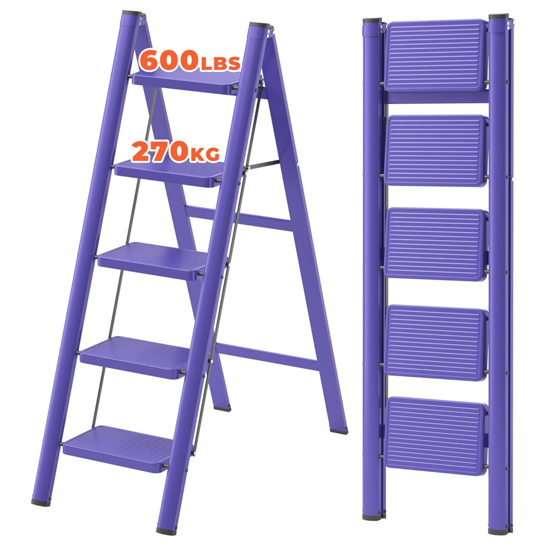5 - Step Iron Lightweight Folding Step Ladder