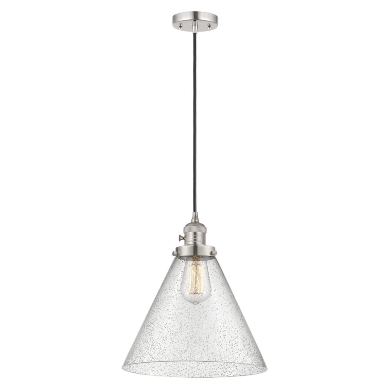 Anisley 1 - Light Single Pendant, Polished Nickel, 14.13" H x 12" W x 12" D, Seedy