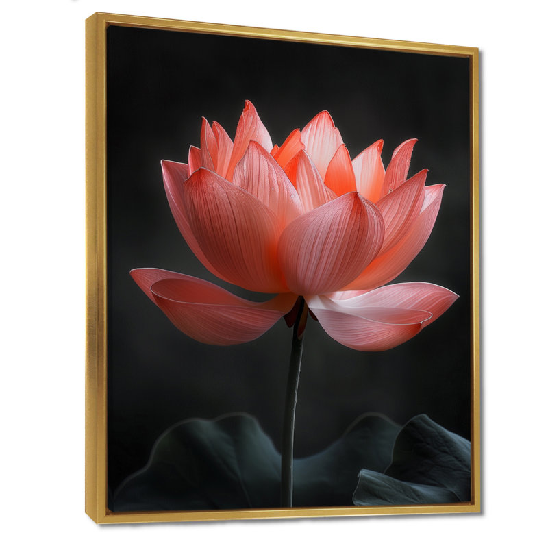 Verre rose rose gris sérénité Lotus III - décoration murale Lotus, Encadrement argenté, H 34 po x l 44 po