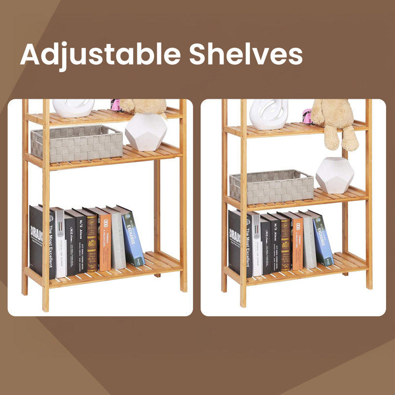 5-Tier Bamboo Storage Shelf, Multifunctional, (5 shelves) 51.5" H x 23.6" W x 10.3" D