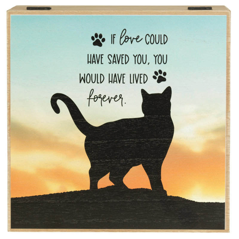 Rustic MDF Cat Memory Keepsake Box with Sunset Design
