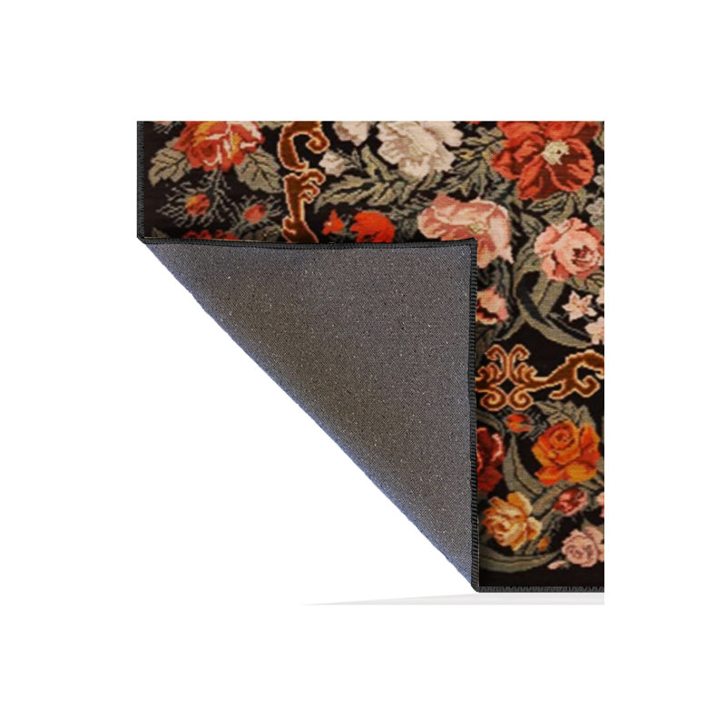 Tapis noir tissé à motif lavable traditionnel Mosso, 4'11" x 9'10"