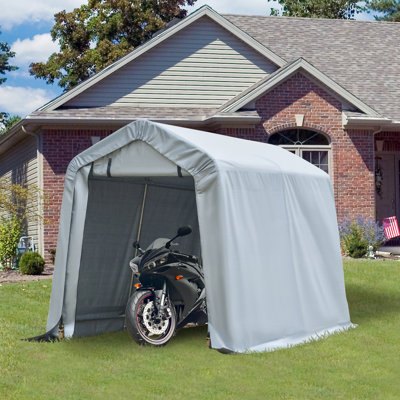 6' X 8' Carport Tent Shelter, Heavy Duty With Pe Cover And Double Zipper Doors, For Motorcycle, Bike, Garden Tools, Gray Carport, Portable Garage &