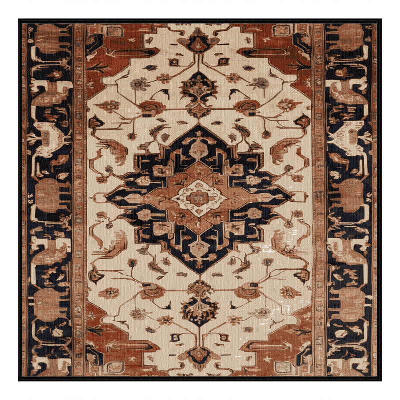 Machine Washable Persian Brown Area Rug, Square 5'