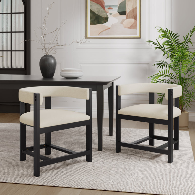Comesha Modern Rubberwood Dining Chairs, Matte Black