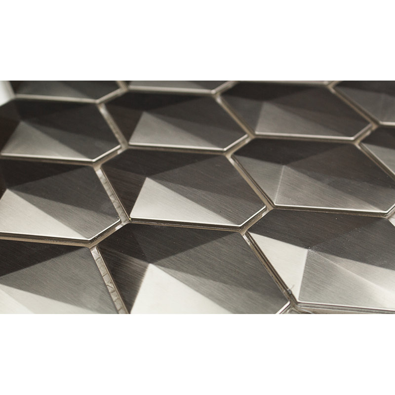 Bond Tile Corrie 3" x 4" Stainless Steel Honeycomb Mosaic Wall Tile