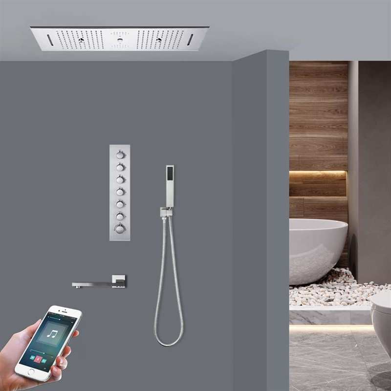 Venice 20 Inch Phone Controlled Thermostatic LED Musical Shower System, Chrome