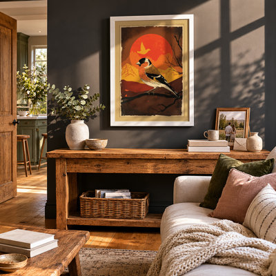 Bird at Sunset Vintage - Framed Print