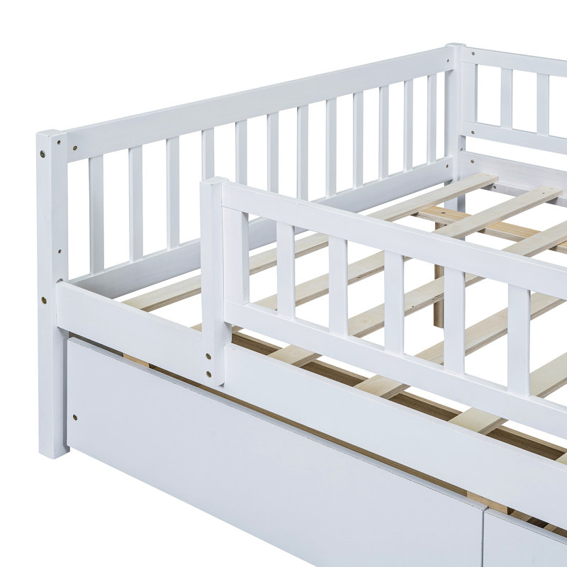 Daybed Wood Bed With Two Drawers, White, Full