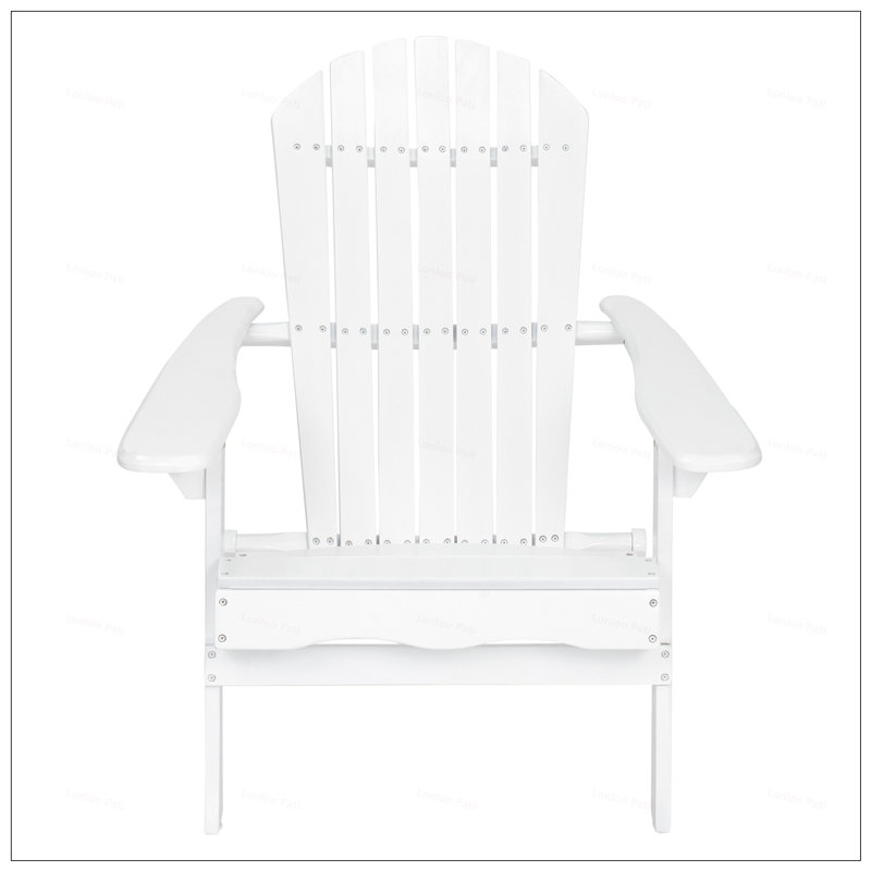 Rustic Acacia Wood Folding Adirondack Chair With Traditional Slats And Durable Design For Outdoor Comfort, White