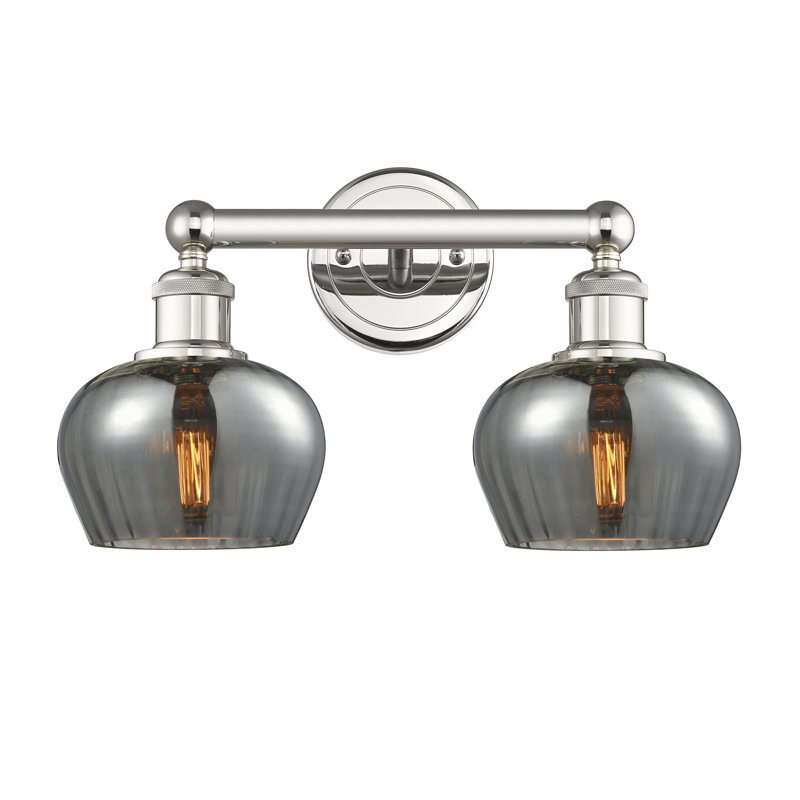 Éclairage pour meuble-lavabo à 2 lumières, Plaqué couleur fumée, Nickel poli