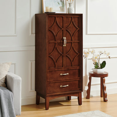 Armoire de rangement pour garde-manger de 53,5 po de hauteur en noyer de style Mid-Century avec buffet et armoire de rangement rétro avec portes et tiroirs pour le hall d'entrée, le salon, la cuisine et le garage