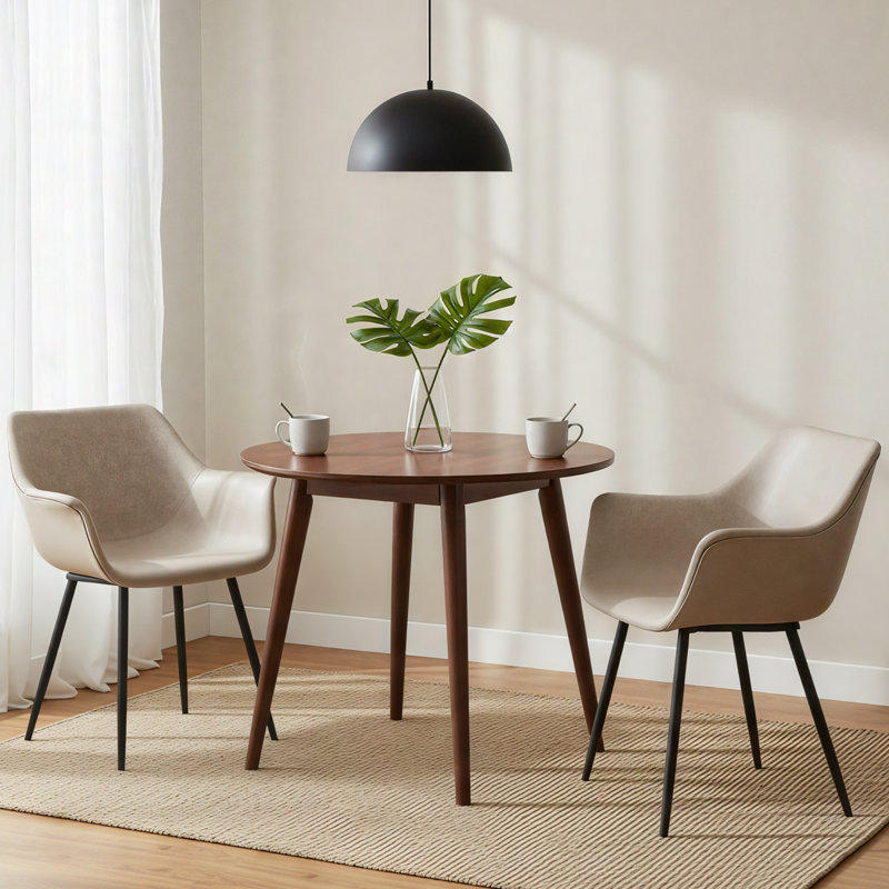 Haglund Leather Dining Chair with Powder-Coated Iron Legs Accent Side Chair Foam Padded Seat Versatile Kitchen Chair for Modern Home and Kitchen
