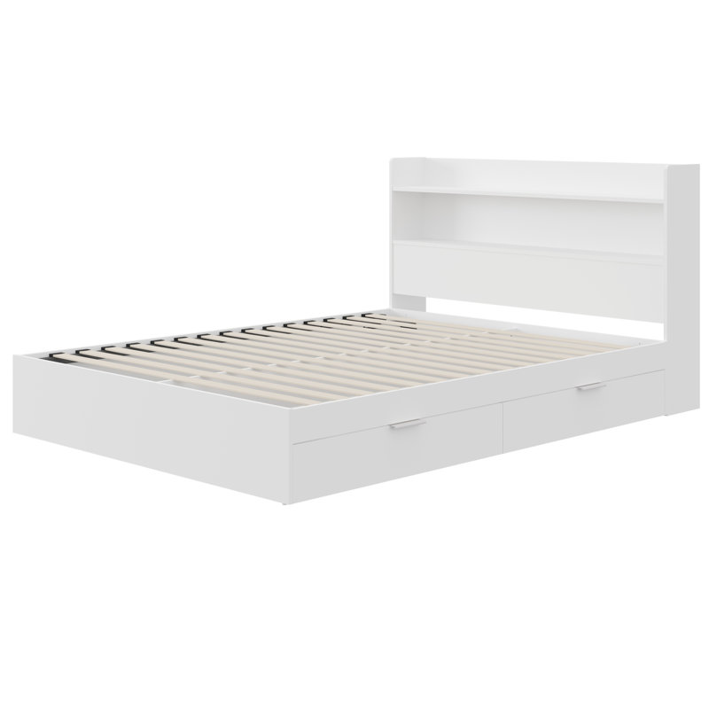 Catenia Bookcase Storage Bed, Queen, White