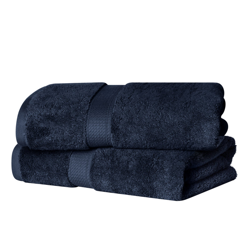 Ensemble de serviettes de bain en coton égyptien 800 pièces 2 pièces Renata , Bleu marine