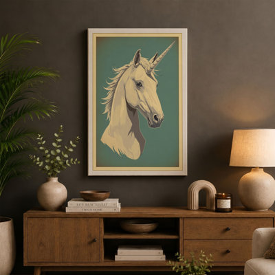 Cream Unicorn Vintage - Wrapped Canvas