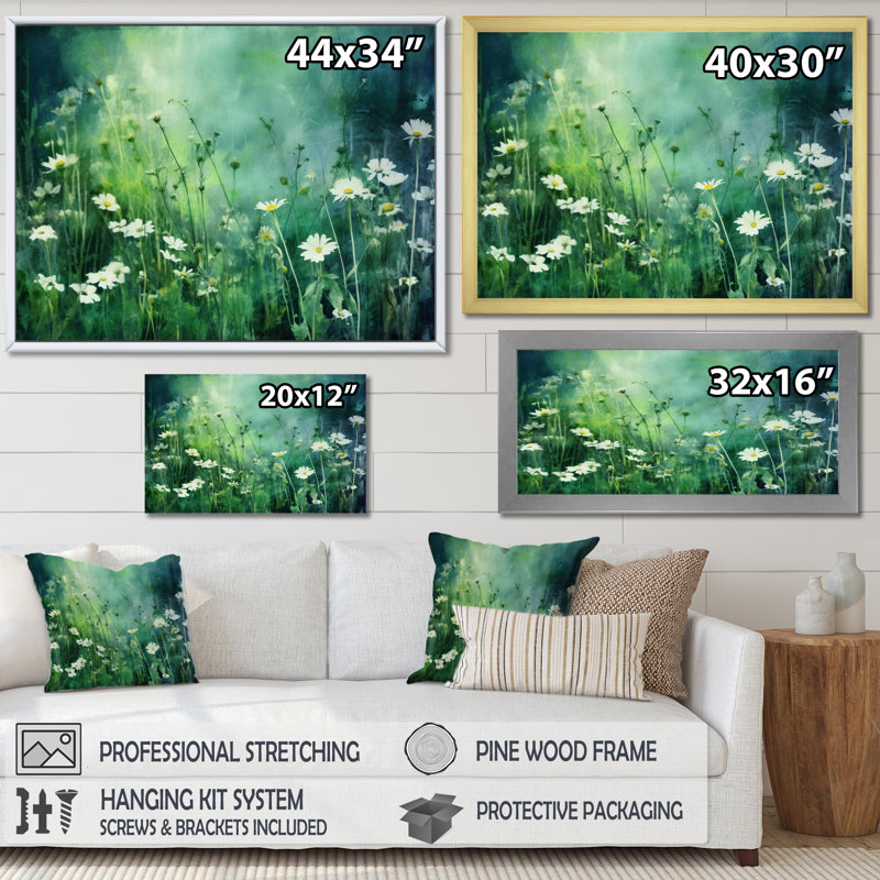 Pré vert à fleurs sauvages, Toile tendue, H 34 po x l 44 po x P 1,5 po