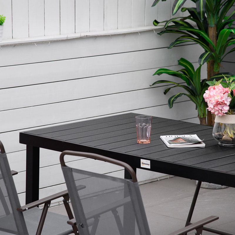Table de salle à manger d'extérieur pour 8 personnes de 75 po x 35 po Outsunny (table incluse seulement), Noir