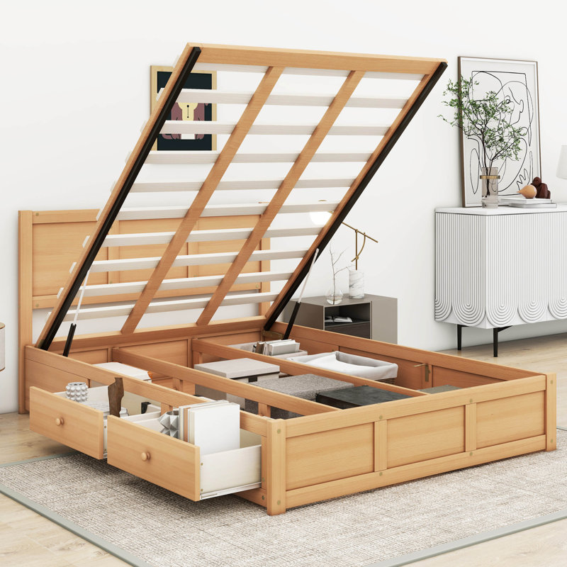 Laceymae Wood Platform Bed with Underneath Storage and 2 Drawers, Queen