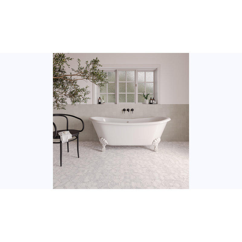 Carreau de mosaïque à bord droit Monet 11,75 po x 11,75 po Monet, Blanc oriental
