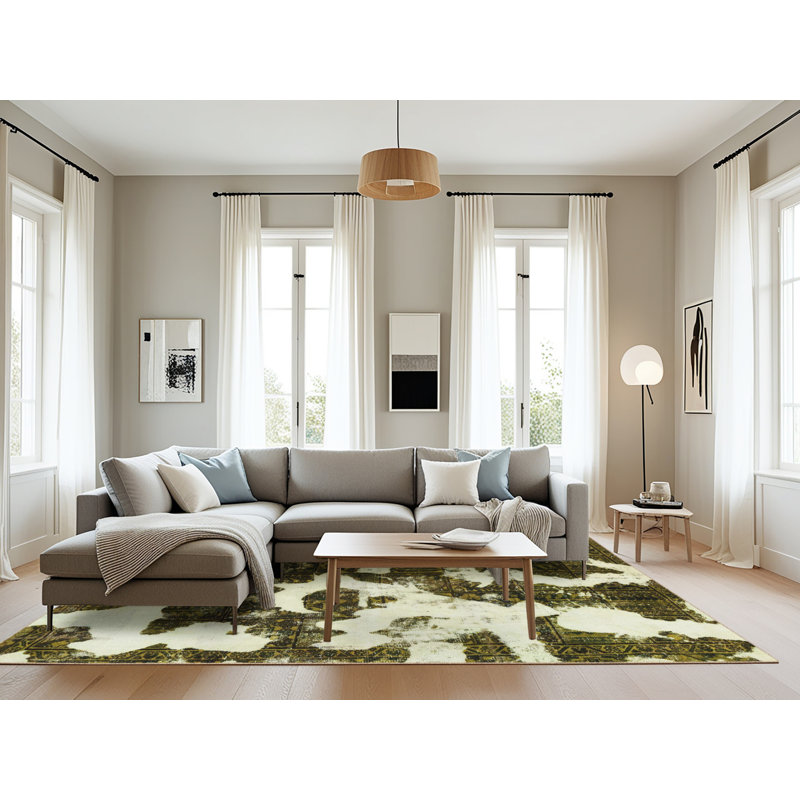 Tapis décoratif multicolore à motif abstrait, Rectangle 8 pi x 12 pi