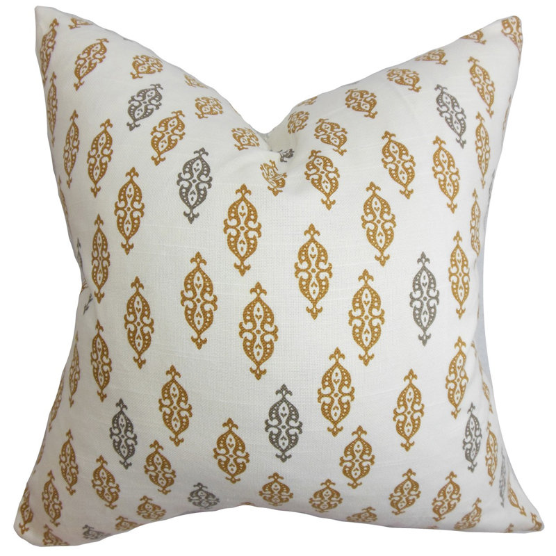 Coussin décoratif en coton géométrique ziven, Chameau, 20 po x 20 po