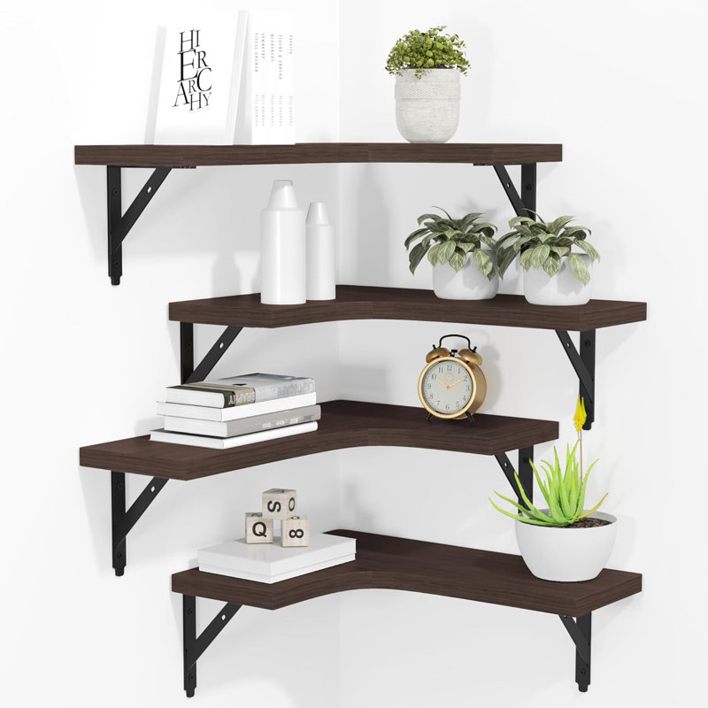Ensemble de 4 tablettes d'angle flottantes, Walnut