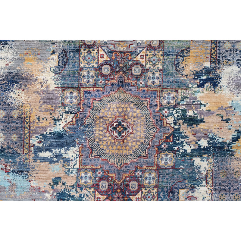 High-Quality Hand-Knotted Blue And Navy Area Rug