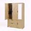 4 Doors Wardrobe Closet Mirror LED Drawers Hanging Rod