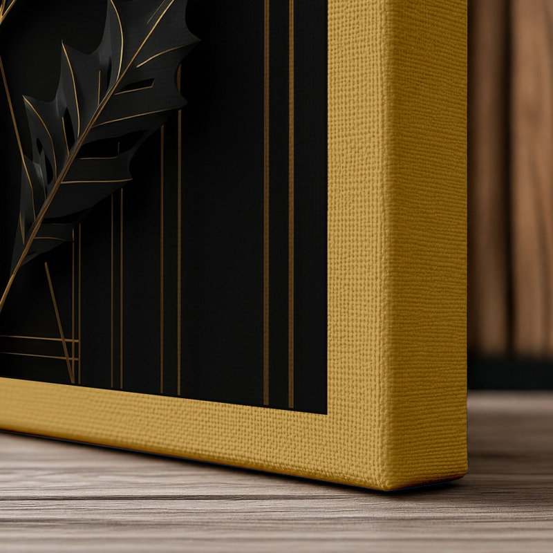 Gilded Thistle Botanical - Wrapped Canvas, 36x24 - 91.4 x 61.0 cm, Ochre Border