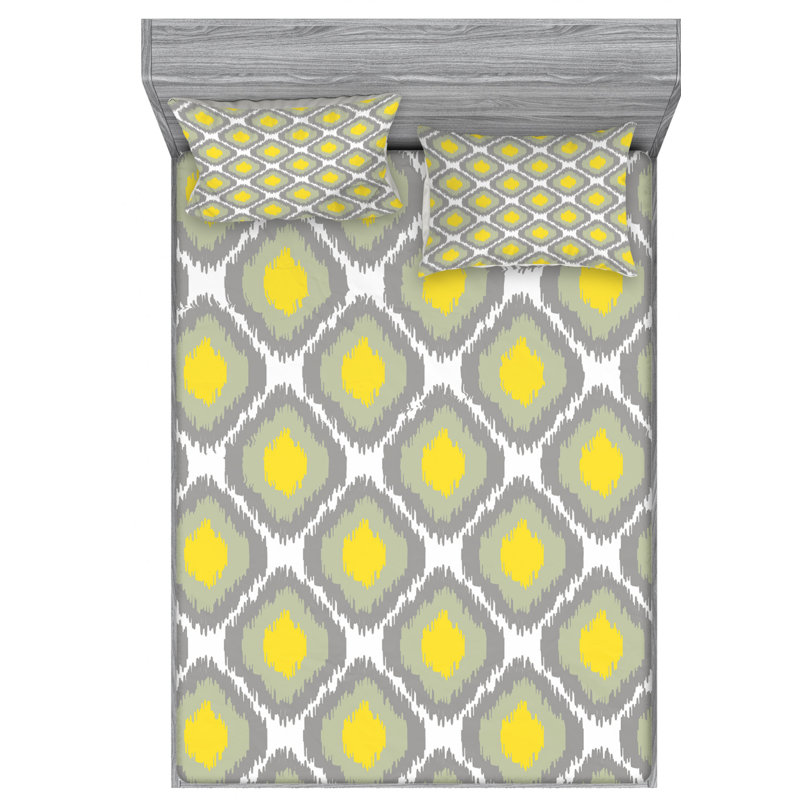 Microfiber Ikat Sheet Set, Full Sheet Set with Fitted Sheet