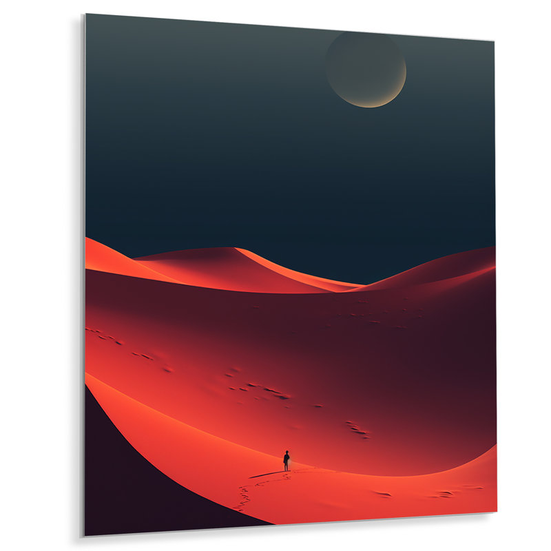 Désert horizon sur la planète Mars II - désert, art mural en métal, H 20 po x l 12 po x P 1 po