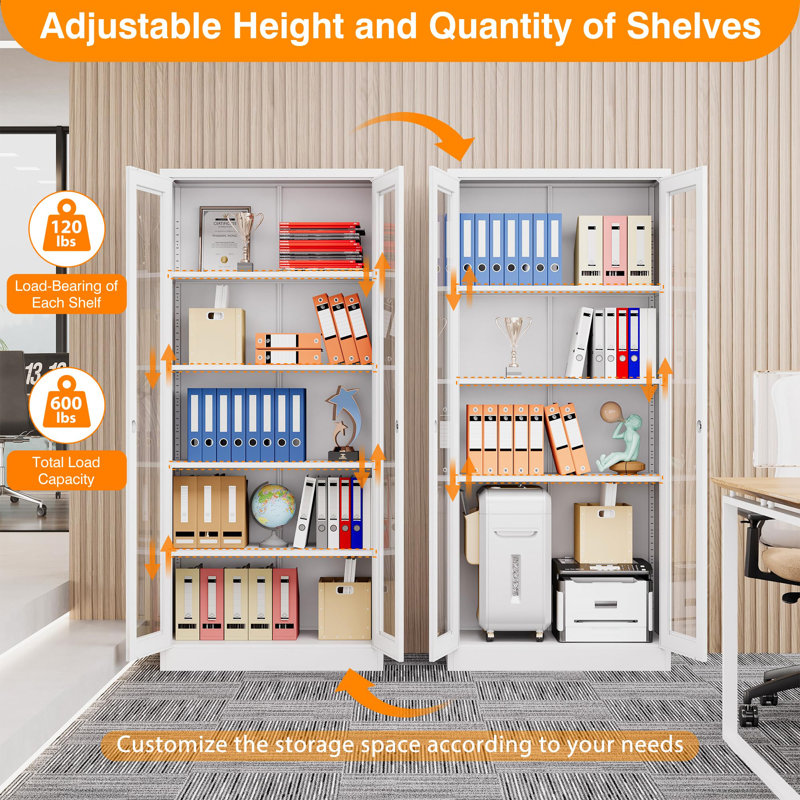 Tall Display Storage Cabinet, White