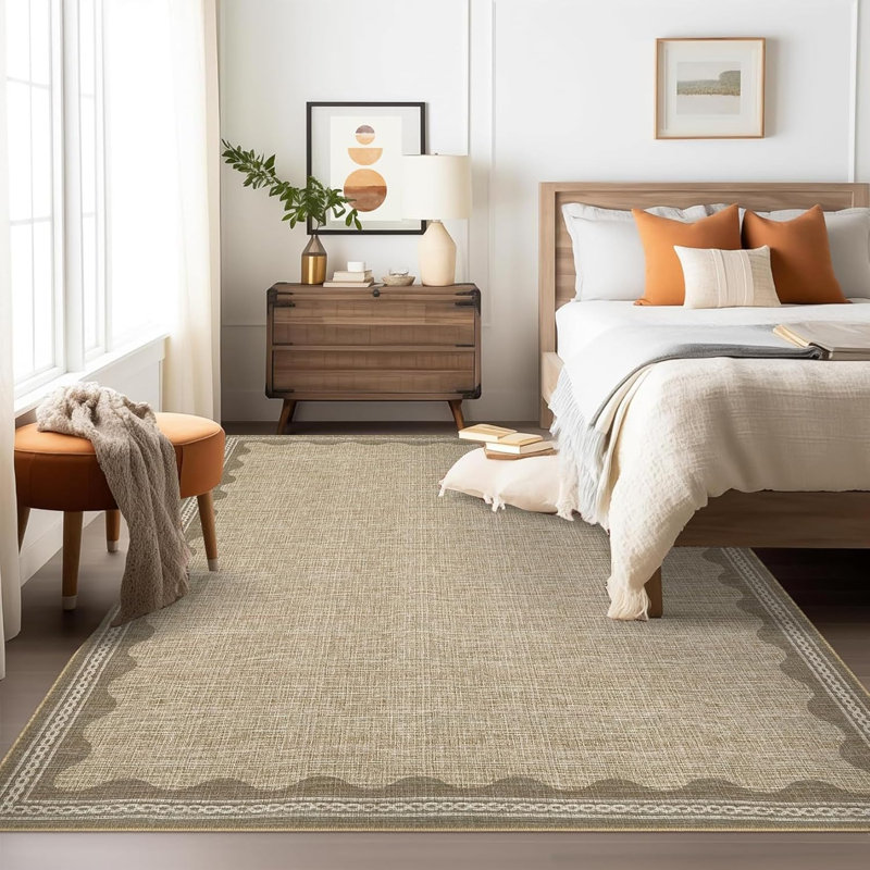 Washable 2x6 Runner Rug Gray Long Non-Slip Carpet Foldable Bordered Low Pile Stain-Resistant Indoor Accent Mat