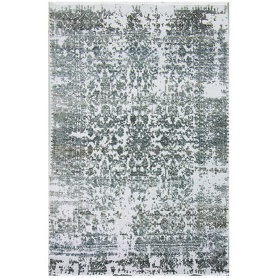 Tapis noir et argent de haute qualité noué à la main