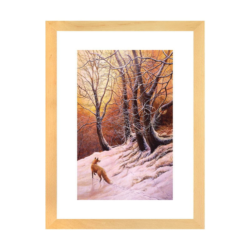 Estampe hivernale-renard et faisan par Jeremy Paul-reproduction d’art, Natural Wood Paper, Blanc, H 24 po x l 16 po x P 1 po