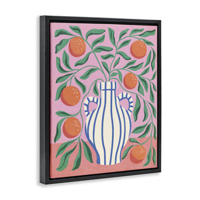 Midcentury Modern Vase Framed Floater Canvas Wall Art, design by Caroline Alfreds
