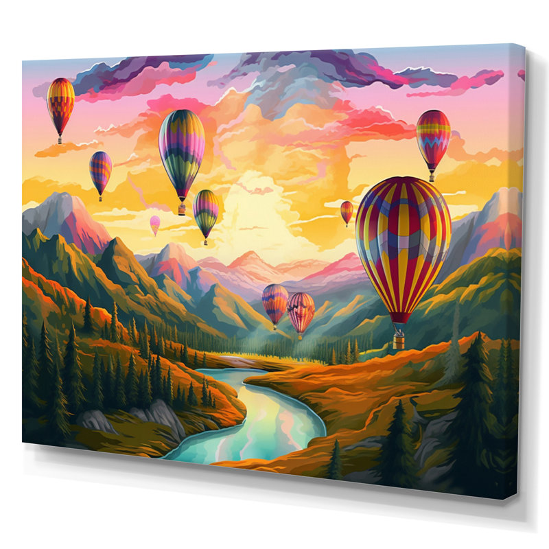 Hot Air Ballon Bold Scenery I - impression, H 12 po x l 20 po x P 1 po, Toile tendue