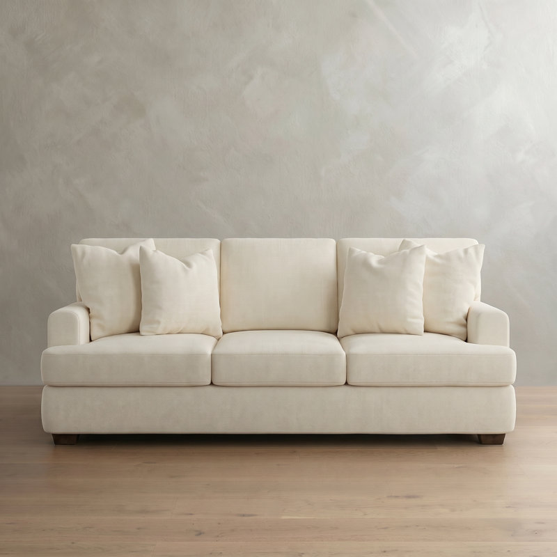 Emilio Upholstered 90'' Sofa, Conversation Pearl Basketweave