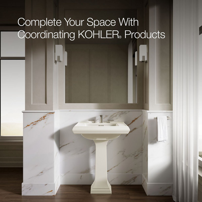Memoirs® Rectangular Pedestal Bathroom Sink with Overflow, Biscuit, 8'' Centers
