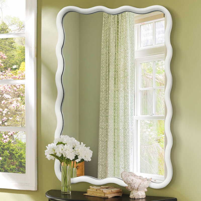 Castin Solid Wood Flat Wall Mirror, White, 30" x 20"