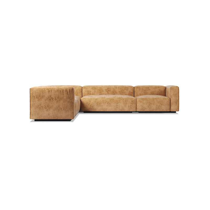 Cleon Modular Sectional, Camel Genuine Leather, Right Hand Facing