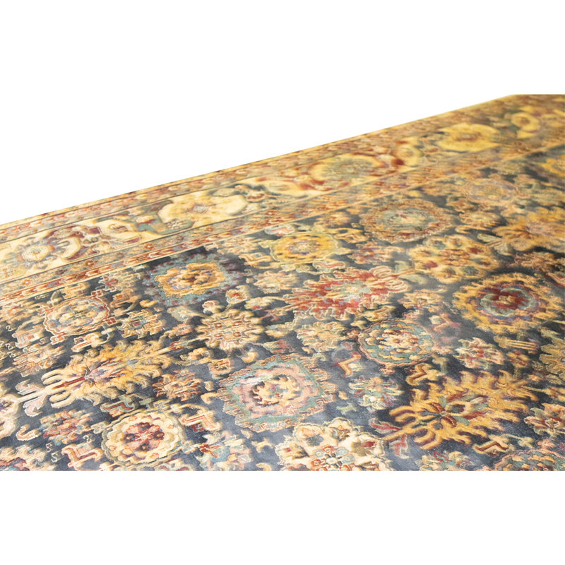 Tapis noir et crème noué à la main de haute qualité