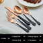 Ensemble de couverts 20 pièces en acier inoxydable - or rose et noir, lavable au lave-vaisselle, résistant à la rouille, poignées ergonomiques pour les repas et les voyages de tous les jours