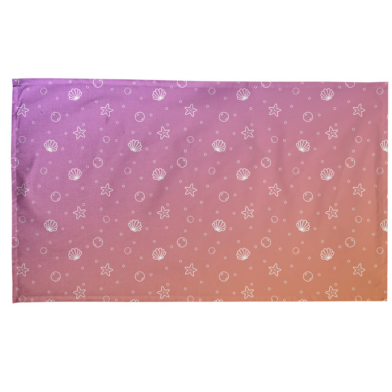 Serviette à thé à motif coquillage, Sergé de coton, Rose