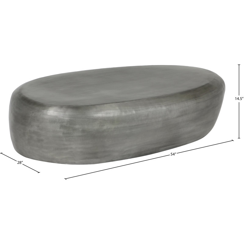 Table basse Keelby, H 14,5 po x L 54 po x l 28 po, Argent argent