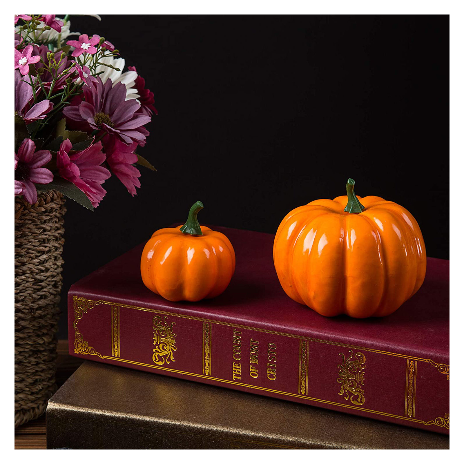 Bibana 12 Pack Artificial Pumpkins Set For Thanksgiving, Orange