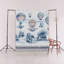 Tapis décoratif à motif de montgolfières, d'arbres et de cavaliers de couleur bleue sur le thème de la nature-83831554