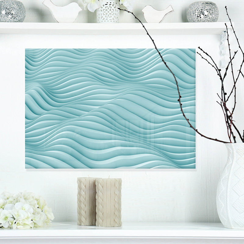 Fractal Rippled Blue 3D Waves - impression sans cadre sur métal, H 12 po x l 20 po x P 2 po
